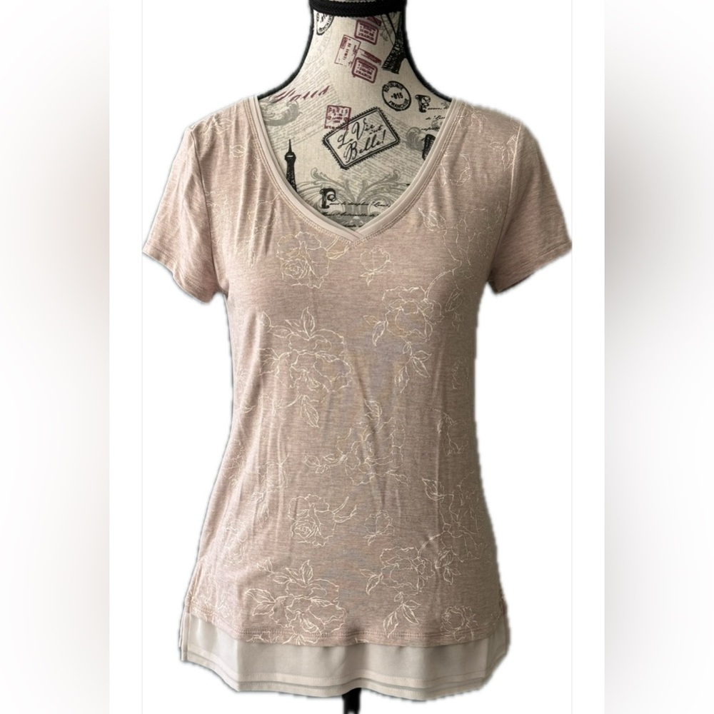 White House Black Market Floral V-Neck Women's Top